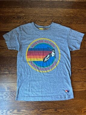 Aviator Nation Grey Graphic Tee - North Shore Oahu - Size 10